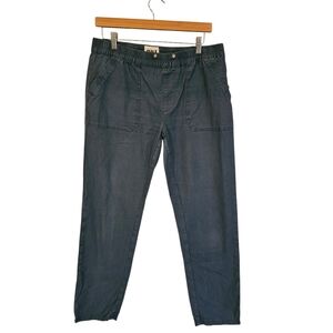 Pact organic cotton pull on elastic waist athleisure pants blue-gray, women's L